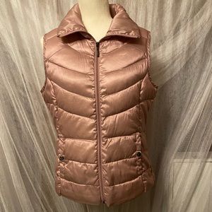Rose gold pink puffer vest